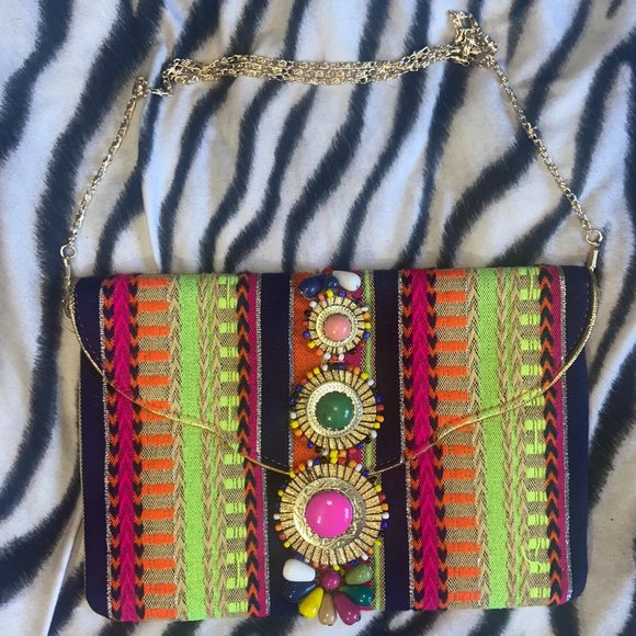 STEVE MADDEN Women's Bzada Multi-Color Strip Envelope Clutch/Crossbody - Picture 2 of 9